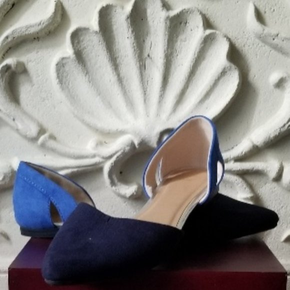 Two Toned Blue Suede D'orsay Flats NWT - Picture 2 of 7